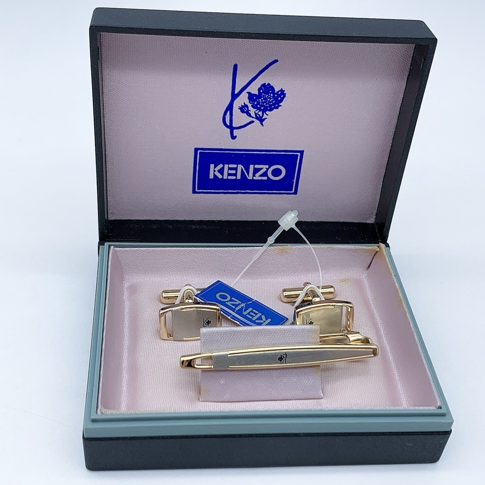 Kenzo Gold Plated Tie Clip and Cufflinks